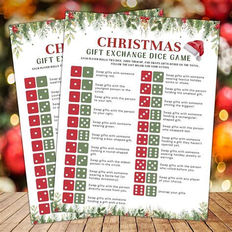 Christmas Dice Game Printable Christmas Gift Exchange Game, Christmas ...