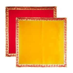 Buy DLC Set of 2 Red, Yellow Velvet Altar Cloth with Swastik, Large ...