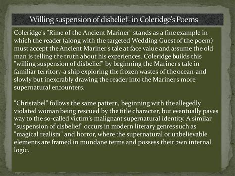 Willing suspension of disbelief by samuel taylor coleridge | PPTX