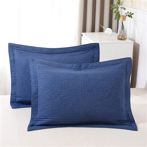 Amazon.com: MarCielo 100% Cotton Embroidered Quilted Pillow Shams ...