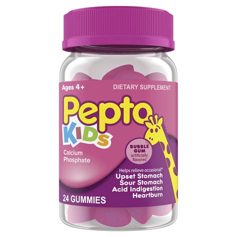 Pepto Kids Chewable Gummies, Children's Tummy Relief, Antacid, Heartburn, 24 Gummies - Walmart.com