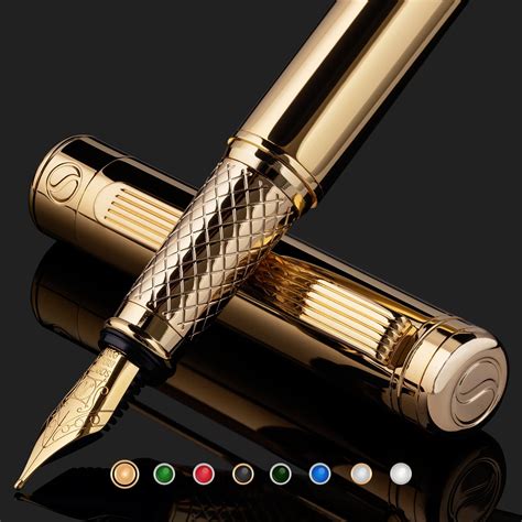 Scriveiner Luxury Fountain Pen - Stunning Gold Pen, Real Gold Plating ...