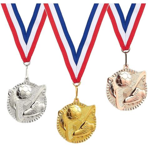 Buy Juvale 3-Piece Award Medals Set - Metal Soccer Gold, Silver, Bronze ...