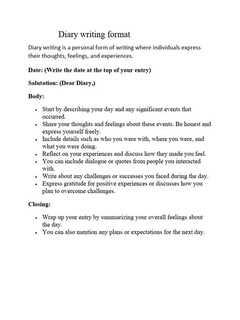 Image result for Format of Diary Writing for Class 7