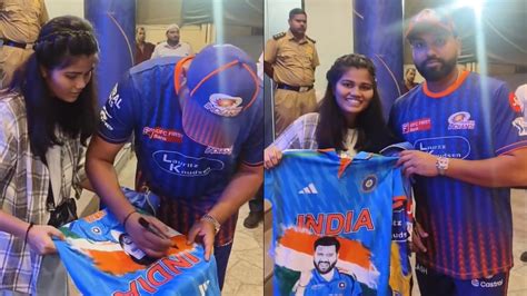 Video: Rohit Sharma Fulfils Fangirl's Dream By Signing Customised ...