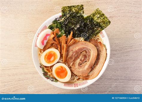 Soy sauce ramen stock photo. Image of white, black, food - 127166924