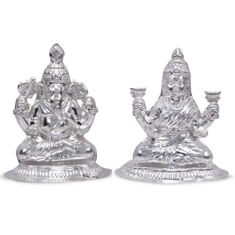Ashok Jewellers Silver Ganesh Laxmi Murti for Pooja (65 g) -Combo Pack ...
