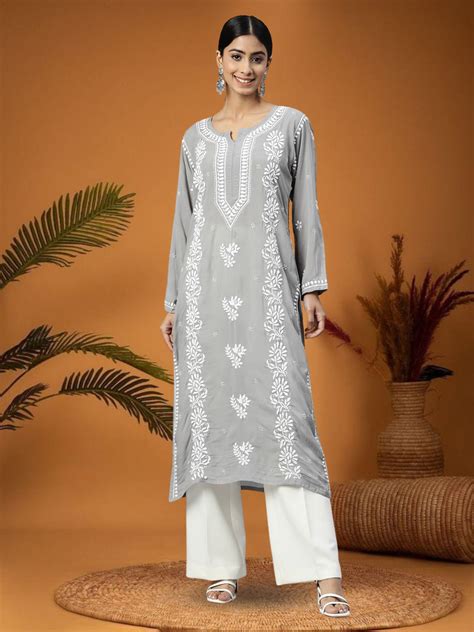 Women hand Embroidered Chikankari Kurta – Paramount Chikan