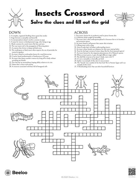 Insects Crossword • Beeloo Printable Crafts and Activities for Kids