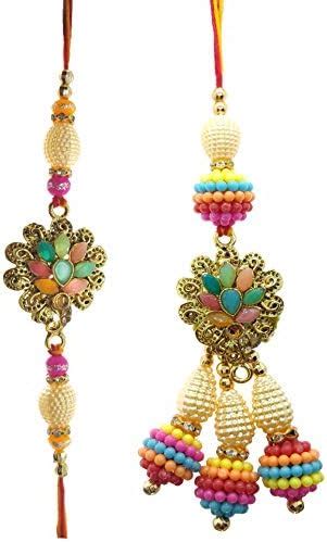 SKN Jewellery Special Bhaiya Bhabhi Rakhi With Extra Dhaga and Tilak ...