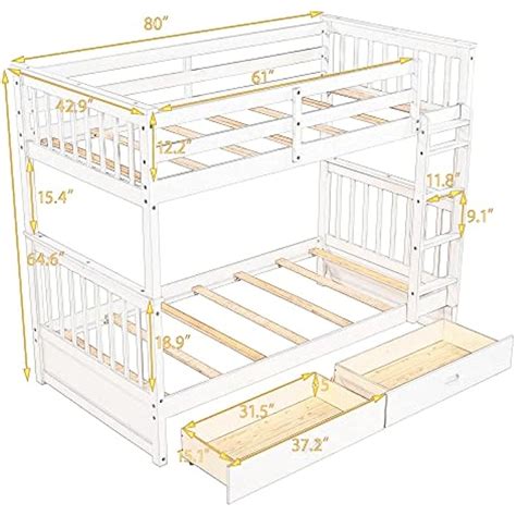 Twin-Over-Twin Bunk Bed with Two Storage Drawers and | Ubuy India