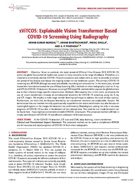 Explainable Vision Transformer Based Covid-19 Screening Using ...