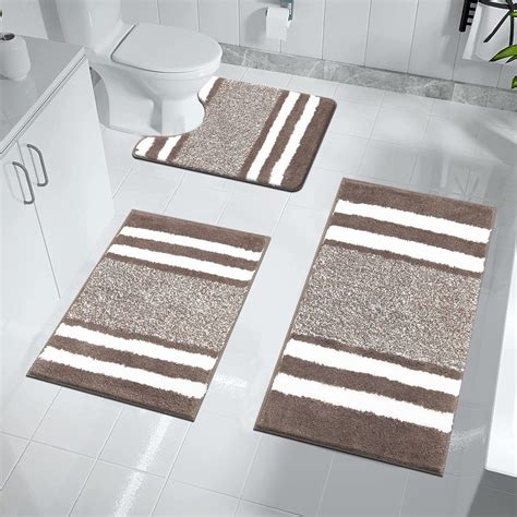 Pauwer 3 Pieces Luxury Bath Mat and Pedestal Mat Set Super Soft ...