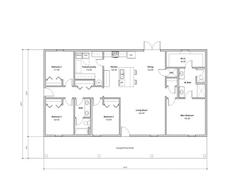 4 Bedroom 2 Bath Floor Plan House Plan 2000 Sq. Ft. the Moore House 4 ...