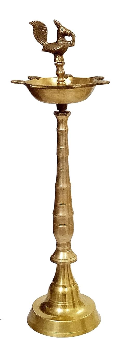 Buy Purpledip Brass Kuthu Vilakku Peacock Oil Lamp: Traditional Design ...