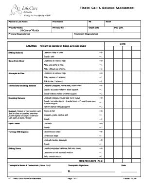 2009-2026 Form FL LifeCare Tinetti Gait & Balance Assessment - Fill Out ...