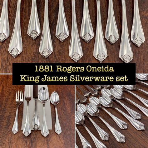 Vintage Oneida Silverware Set NEW Service for 8, King James Flatware ...