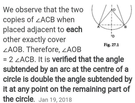 To verify that the angle subtended by an arc at the centre of a circle ...