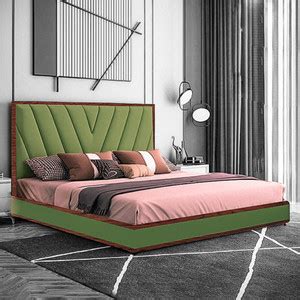Sofani "V" Shaped Upholstered Double Size Fabric Bed For Bedroom/ Hotel ...