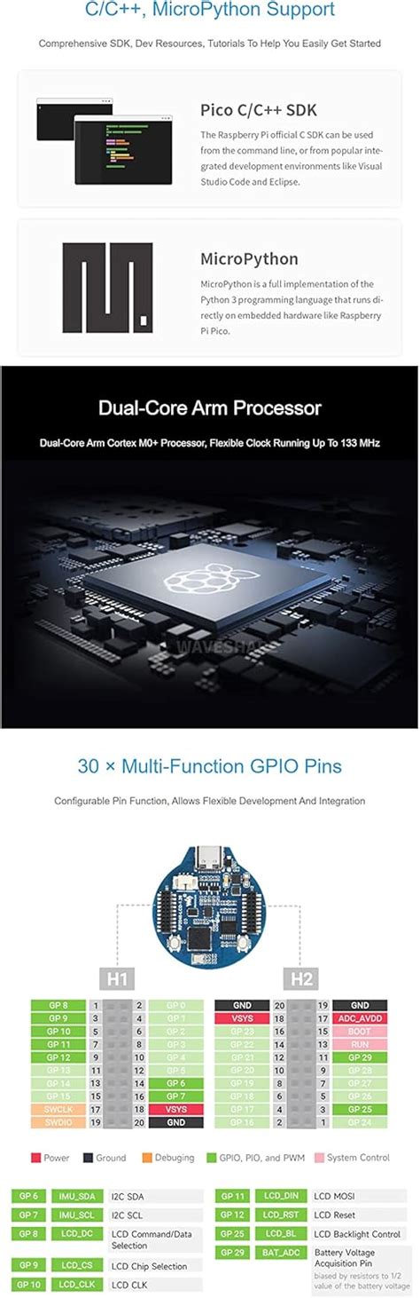 Buy RP2040 MCU Board with 1.28inch LCD,Round Shape, Accelerometer and ...