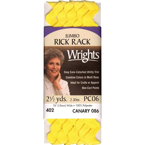 Wrights 117-402-086 Polyester Rick Rack Trim, Canary, Jumbo, 2.5-Yard ...
