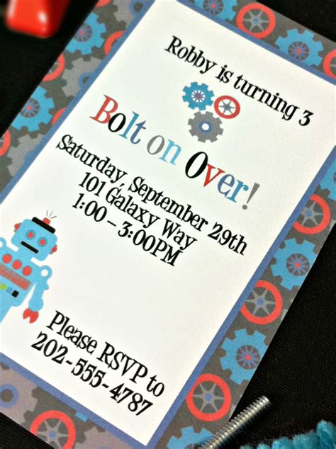 Buy Retro Robot Printable Birthday Invitation, Robot Birthday Invite ...