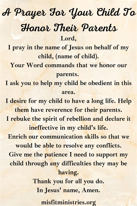 A Prayer For Your Children To Honor Their Parents - Misfit Ministries | Prayer for my children ...
