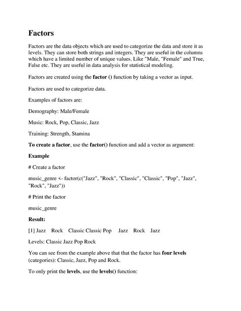 UNIT-3-2 - Factors Factors are the data objects which are used to ...