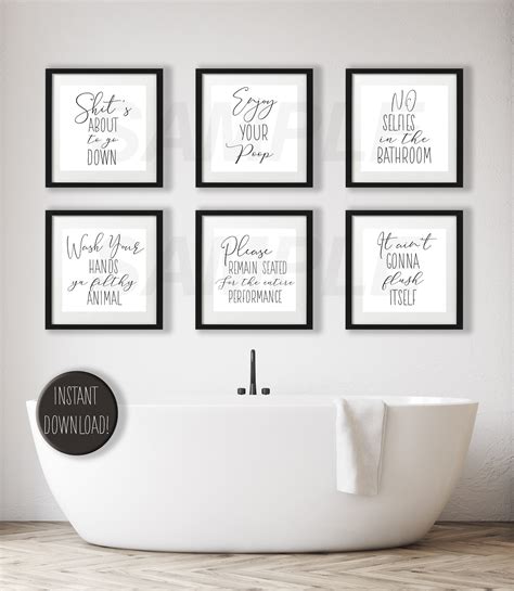 Funny Bathroom Wall Decor 5 X 5 W/easy Cut Out - Etsy