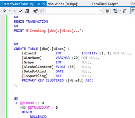 Image result for Visual Studio CreateTable SQL