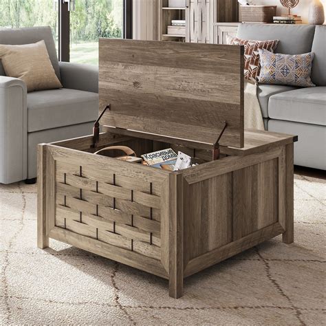 Customer reviews for Linsy Home Square Wood Coffee Table with Hidden ...