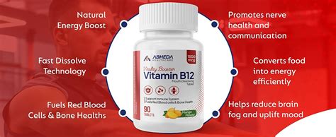 ABHEDA HEALTHCARE Vitamin B12 1500mcg Tablets - Fast Absorbing Mouth ...