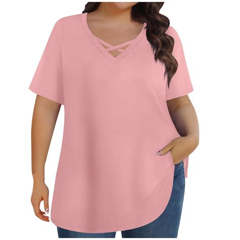 Babcutegg Womens Plus Size TShirts, Soild Color Crew Neck Short Sleeve ...