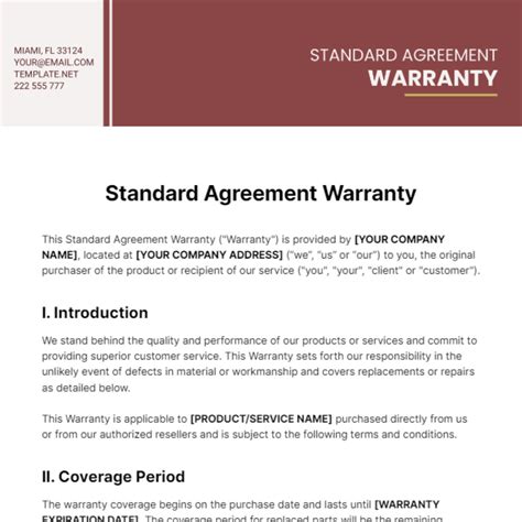 Free Simple 1-Year Warranty Template to Edit Online