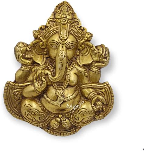 Buy Brass Ganesha Blessing Statue Wall Hanging Showpiece for Home Decor ...