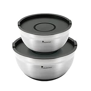 Buy BERGNER Stainless Steel Solid Bowl Set with Lid - 4L, Set of 4 ...