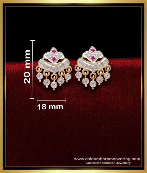 Buy Impon White Stone Latest Gold Earrings Design for Daily Use