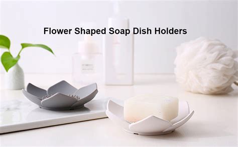 GION 2 Pcs Flower Shape Soap Dish Holder Soap Saver with Drain Holes ...