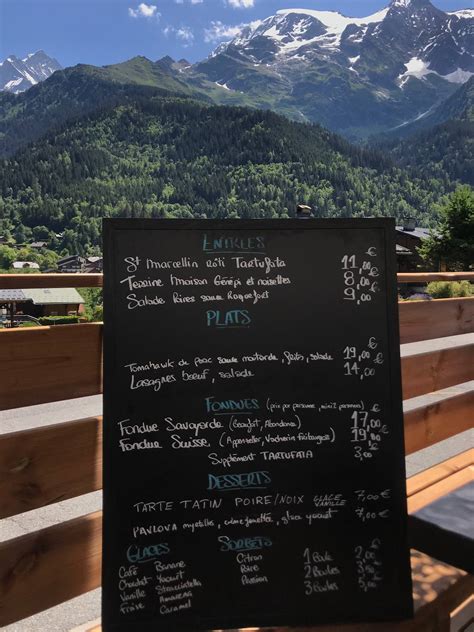 Menu at The Black Bear restaurant, Les Contamines-Montjoie