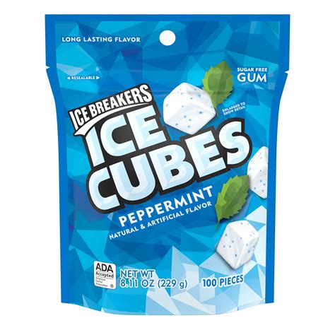 ICE BREAKERS, ICE CUBES, Peppermint Flavored Sugar Free Chewing Gum ...