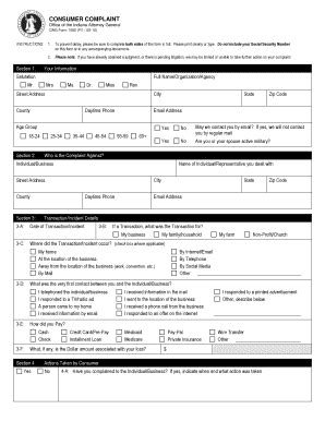 Indiana Consumer Complaint Form - Blank Fillable Template | Fill Out ...
