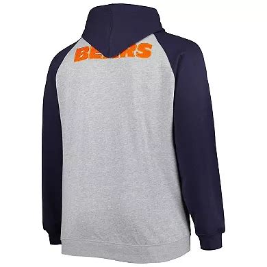 Men's Heather Gray Chicago Bears Big & Tall Fleece Raglan Full-Zip ...