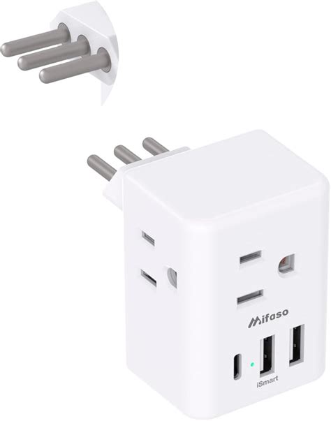 Mifaso Italy Travel Power Adapter, 3 Prong Grounded Plug India | Ubuy