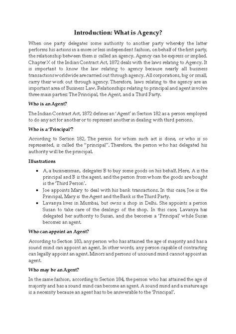 Agency Contract II: Understanding Agency Law and Principles - Studocu