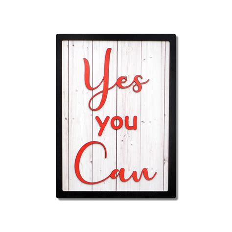 Buy Chalk My Theme YES YOU CAN Motivational Quotes Wooden Wall Art with ...