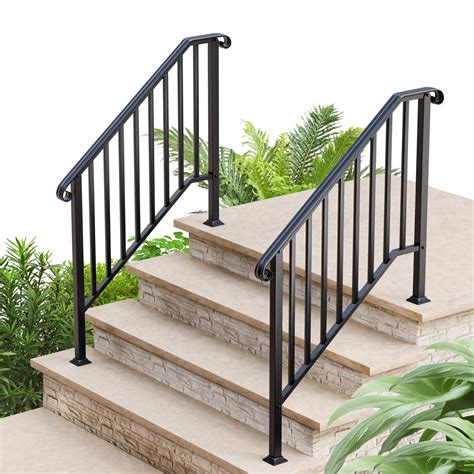 Snapklik.com : 2 Pack Wrought Iron Stair Railing For Outdoor Steps ...
