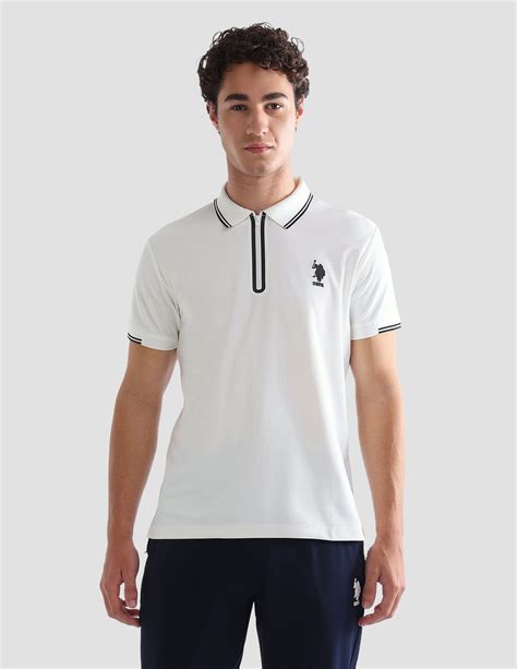 Solid Stripe Detail Slim Fit Active Polo Shirt
