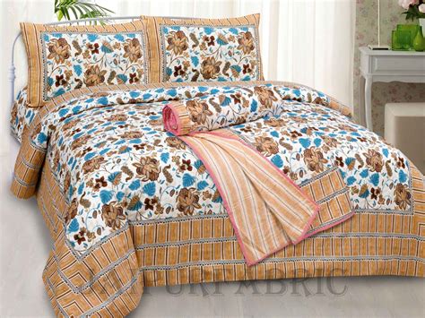 Bed in a Bag Aquatic Brown 1 Dohar + 1 Double BedSheet + 2 Pillow Cove ...