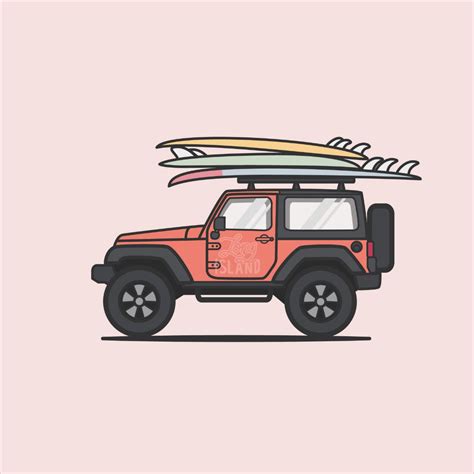 Jeep Illustrations | Jeep drawing, Beach cartoon, Cute summer wallpapers