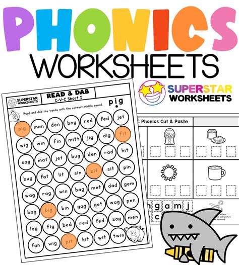 Kindergarten Phonics Worksheets - Superstar Worksheets